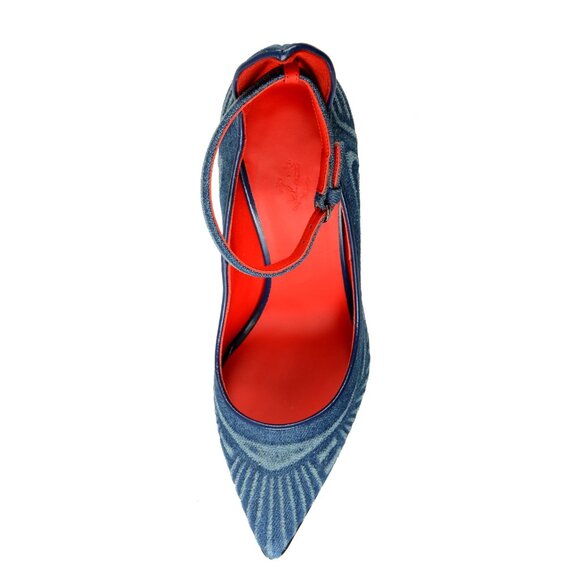 Scuderia Ferrari Women's "Denim Decollete" Denim Leather Pump Shoes US 7 IT 37 - Picture 7 of 8